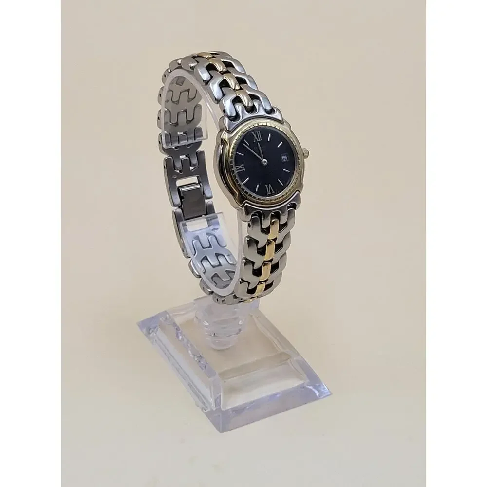 Vintage Pulsar Ladies Two-Tone Dress Watch - Blue Dial - V789-0240 NEW BATTERY
